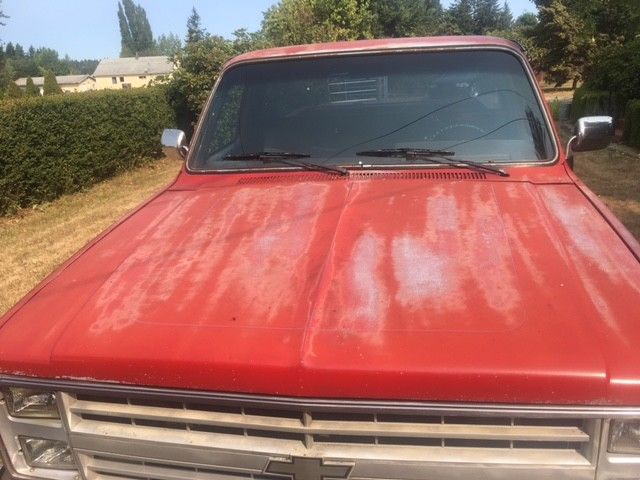 1985 Red Chevrolet C-10 truck