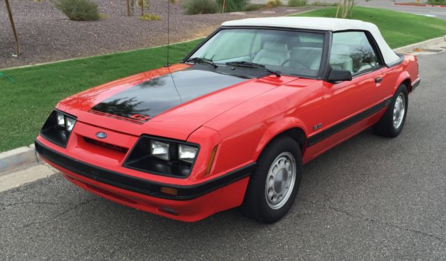 1985 Red Ford Mustang Convertible