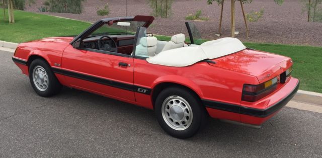 1985 Red Ford Mustang Convertible
