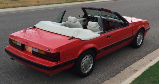 1985 Red Ford Mustang Convertible