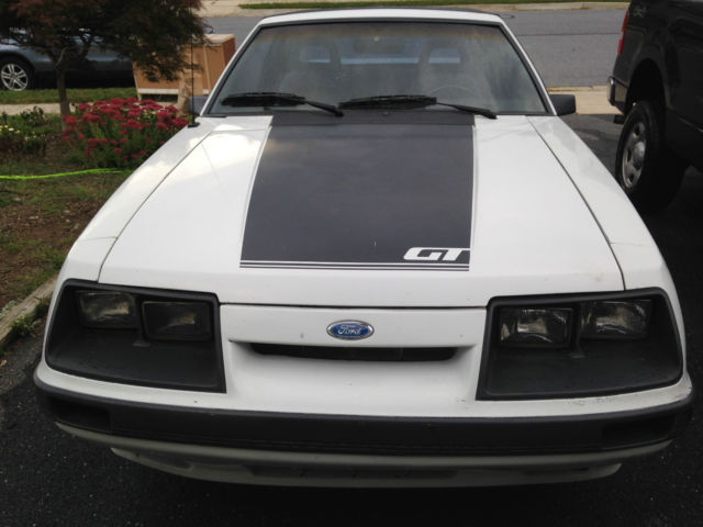 1985 White Ford Mustang Hatchback