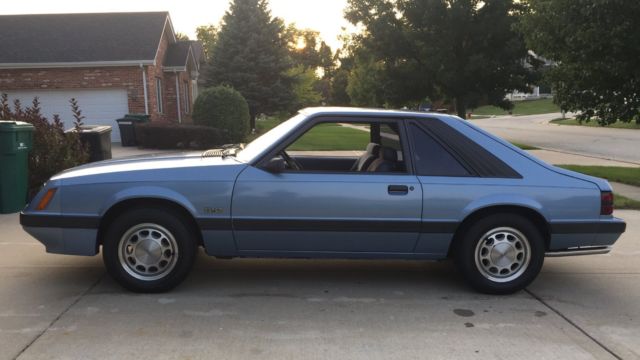 1985 Blue Ford Mustang Hatchback