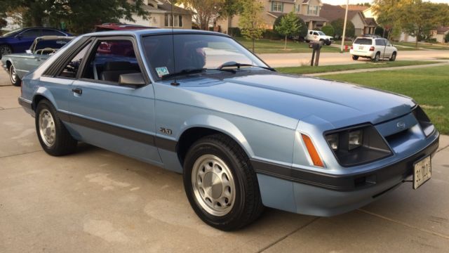 1985 Blue Ford Mustang Hatchback