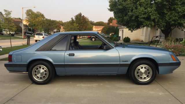 1985 Blue Ford Mustang Hatchback