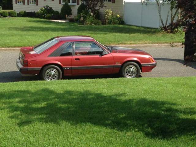 1985 Red Ford Mustang Hatchback