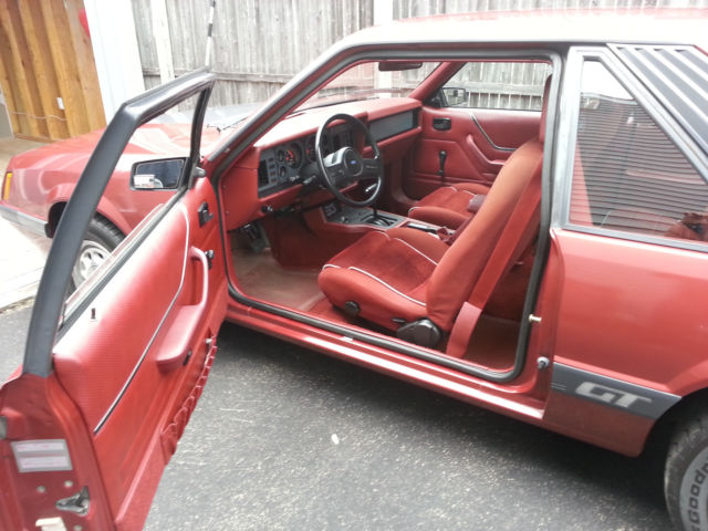1985 Red Ford Mustang Hatchback