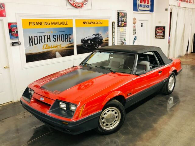 1985 Red Ford Mustang Convertible