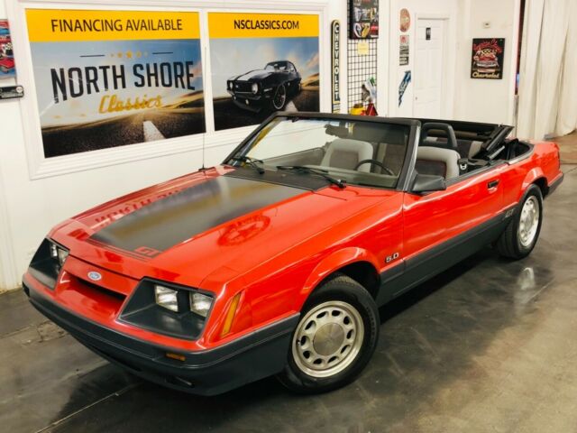 1985 Red Ford Mustang Convertible
