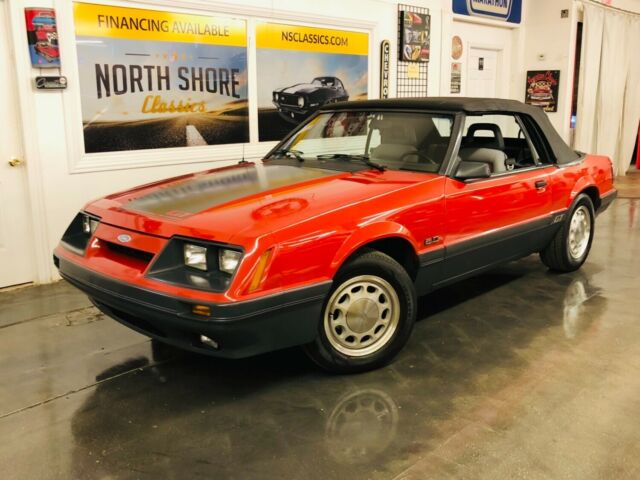 1985 Red Ford Mustang Convertible