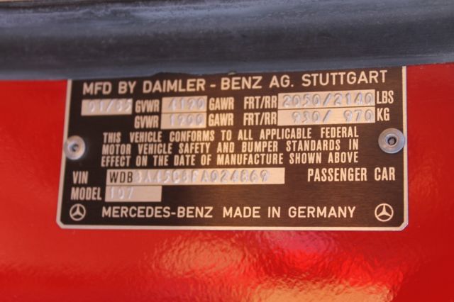 1985 Red Mercedes-Benz SL-Class Convertible