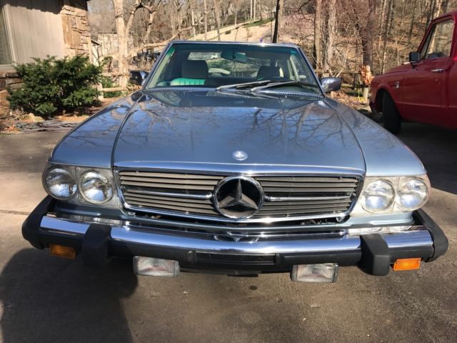 1985 Silver Blue Mercedes-Benz SL-Class Convertible
