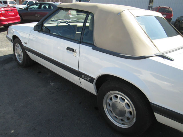 1985 White Ford Mustang Convertible