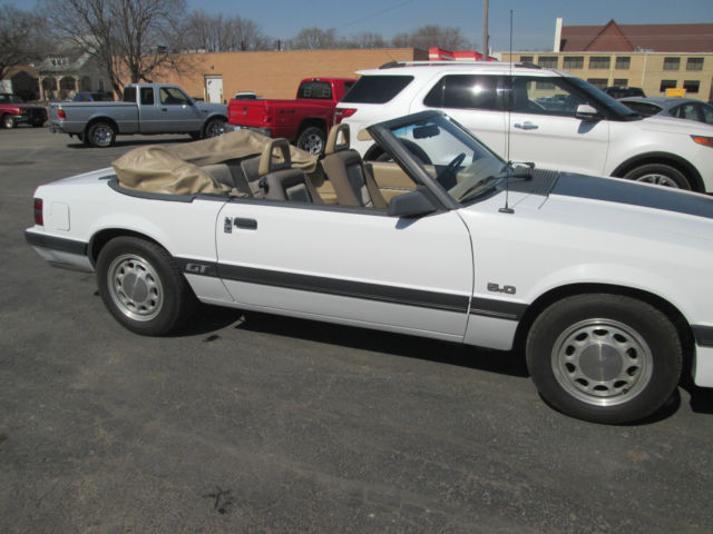 1985 White Ford Mustang Convertible