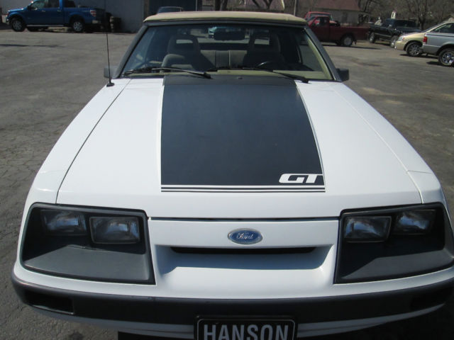 1985 White Ford Mustang Convertible