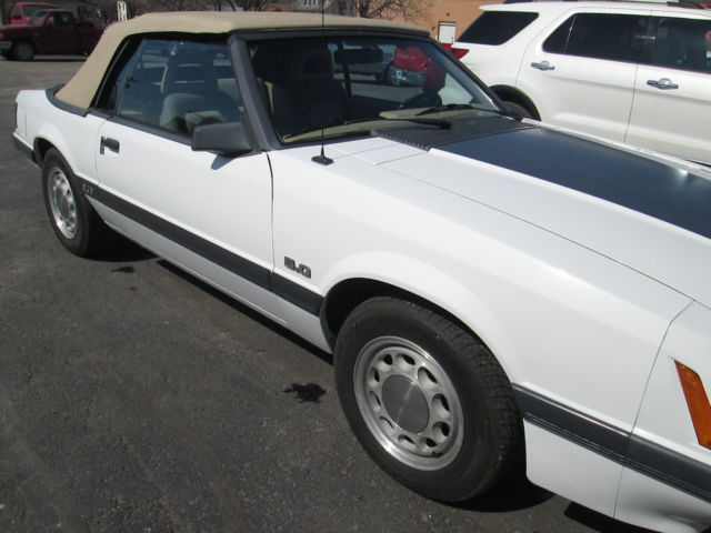 1985 White Ford Mustang Convertible