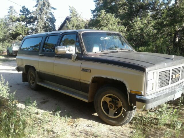 1985 Tan and Brown GMC Suburban SUV