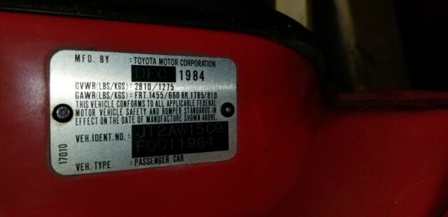 1985 Red Toyota MR2 Coupe