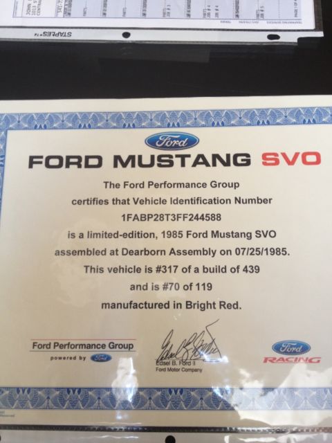 1985 Red Ford Mustang Hatchback