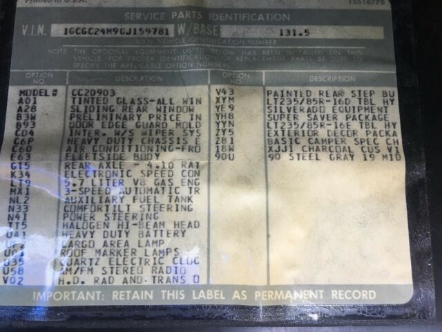 1986 Black Chevrolet Other Pickups Standard Cab Pickup