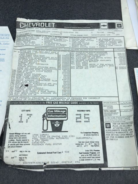 1986 Red Chevrolet Camaro Coupe