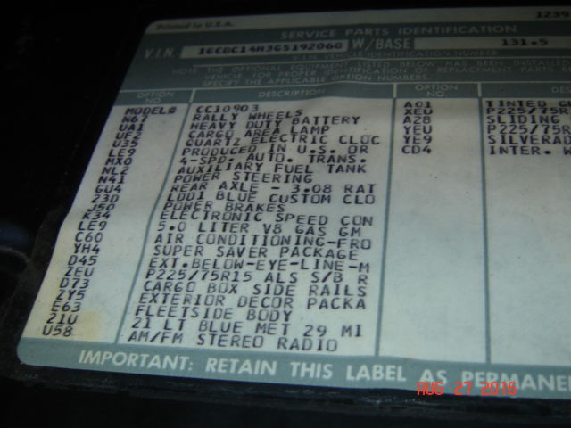 1986 TRI TONE BLUE Chevrolet Other Pickups REGULAR CAB,,LONG BOX