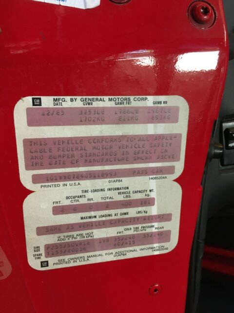 1986 Red Chevrolet Corvette Coupe