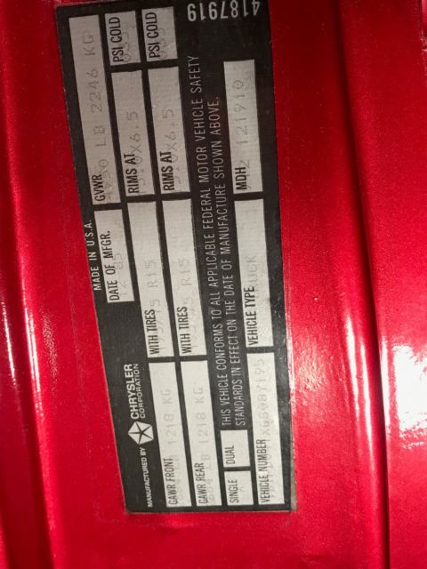 1986 Red Dodge Other Pickups short wheel base