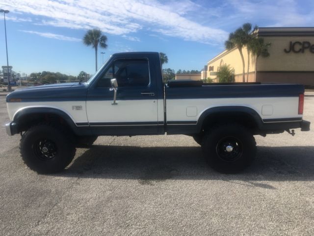 1986 Two Tone Blue and White Ford F-150 Pickup Truck