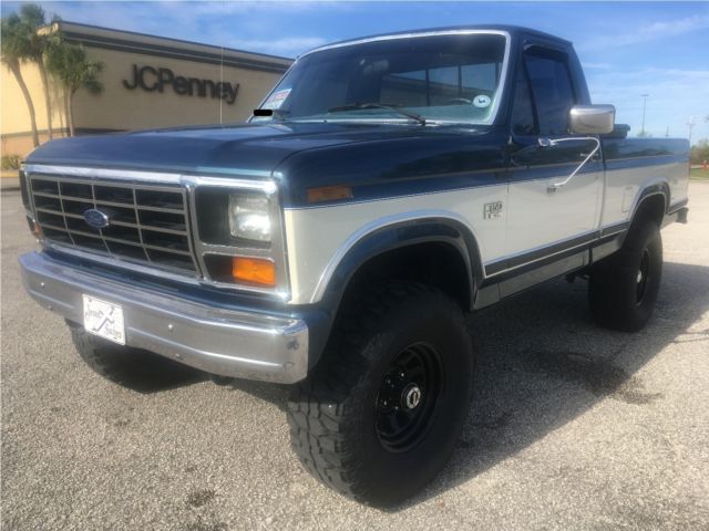 1986 Two Tone Blue and White Ford F-150 Pickup Truck