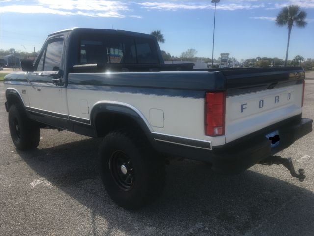 1986 Two Tone Blue and White Ford F-150 Pickup Truck