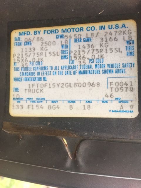 1986 Gray Ford F-150 Standard Cab Pickup