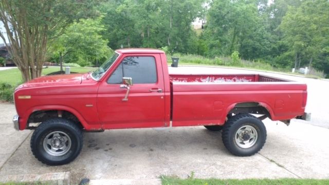 1986 Red Ford F-250 Standard Cab Pickup