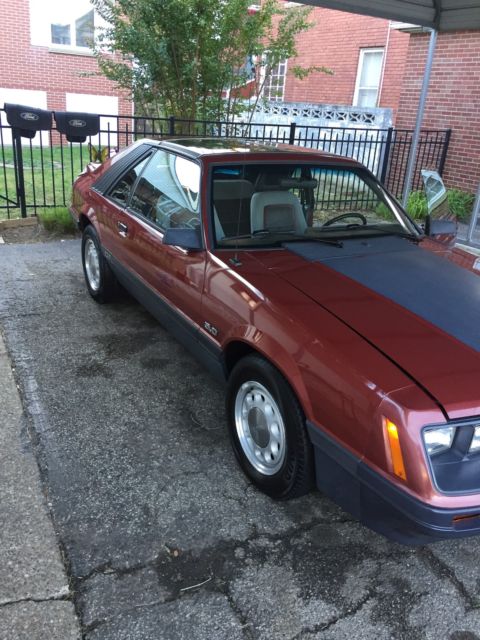 1986 Maroon Ford Mustang Coupe