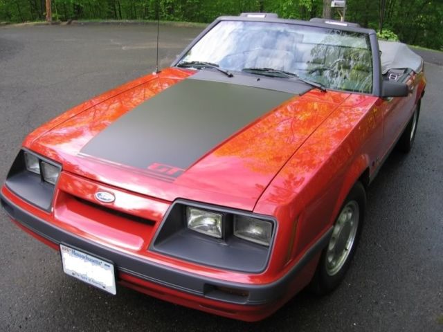 1986 Red Ford Mustang Convertible
