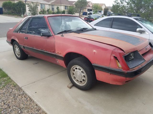 1986 Red Ford Mustang Hatchback