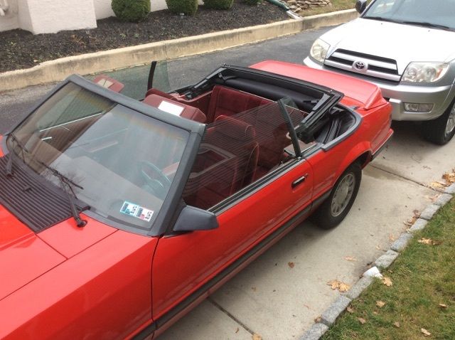 1986 Red Ford Mustang Convertible