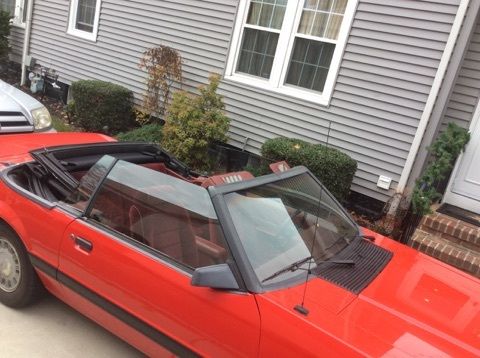 1986 Red Ford Mustang Convertible