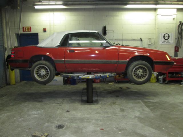 1986 Red Ford Mustang Convertible
