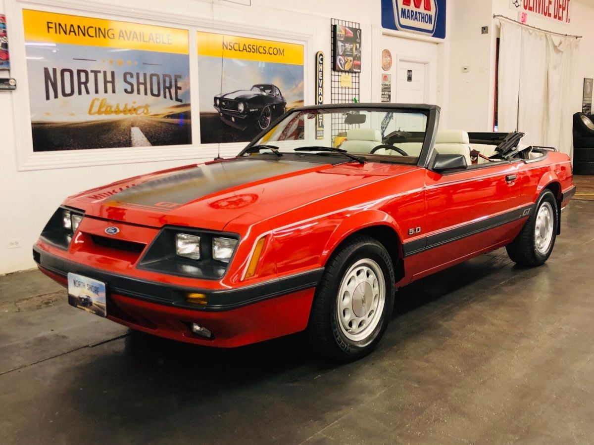 1986 Red Ford Mustang Convertible