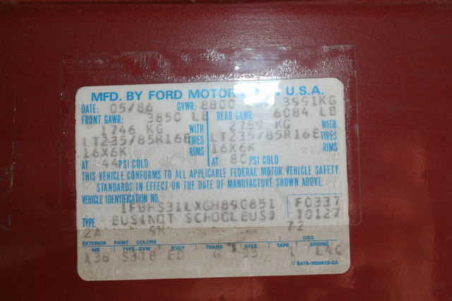 1986 WHITE Ford E-Series Van