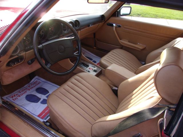 1986 torch red Mercedes-Benz SL-Class convertible