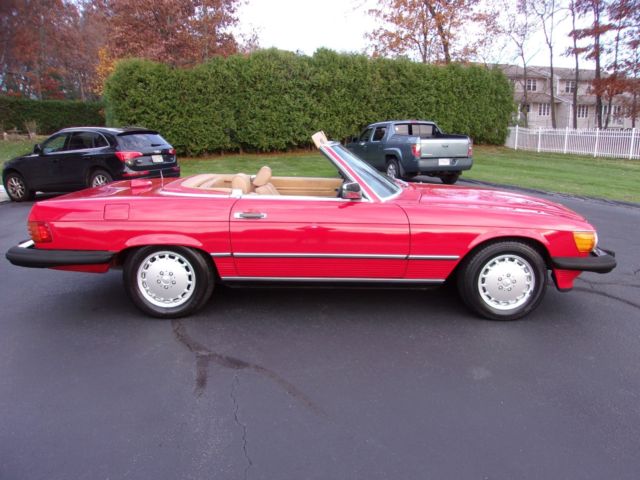 1986 torch red Mercedes-Benz SL-Class convertible