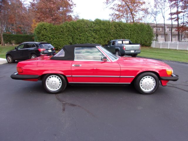 1986 torch red Mercedes-Benz SL-Class convertible