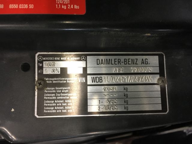 1980 Black Mercedes-Benz SL-Class Convertible