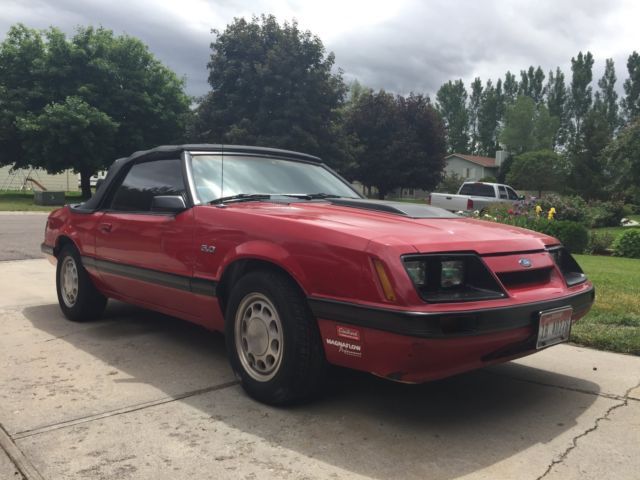 1986 Red Ford Mustang Convertible