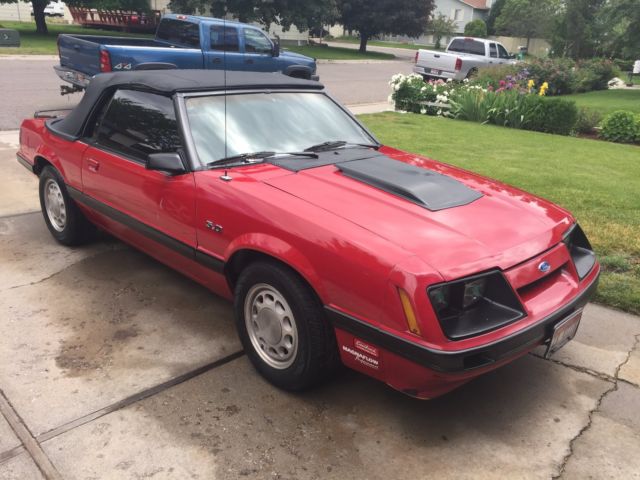 1986 Red Ford Mustang Convertible