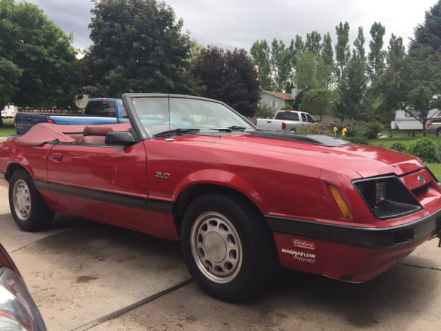 1986 Red Ford Mustang Convertible