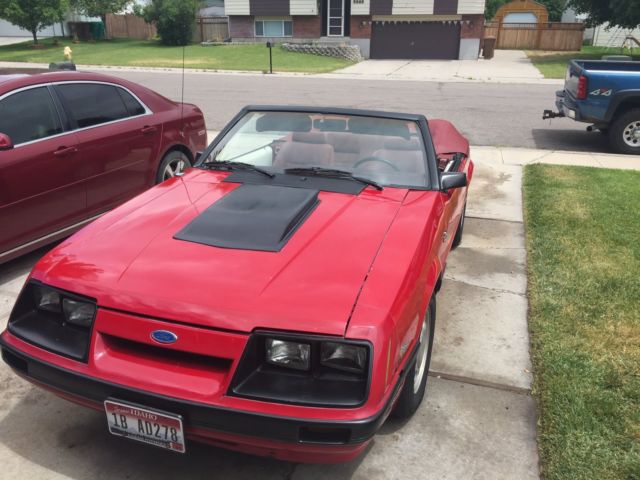 1986 Red Ford Mustang Convertible