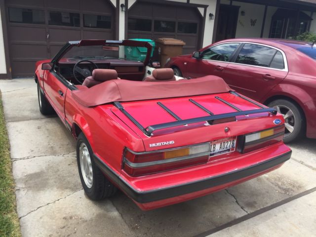 1986 Red Ford Mustang Convertible