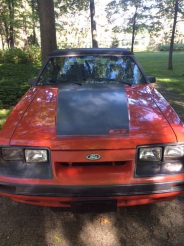 1986 Red Ford Mustang Convertible